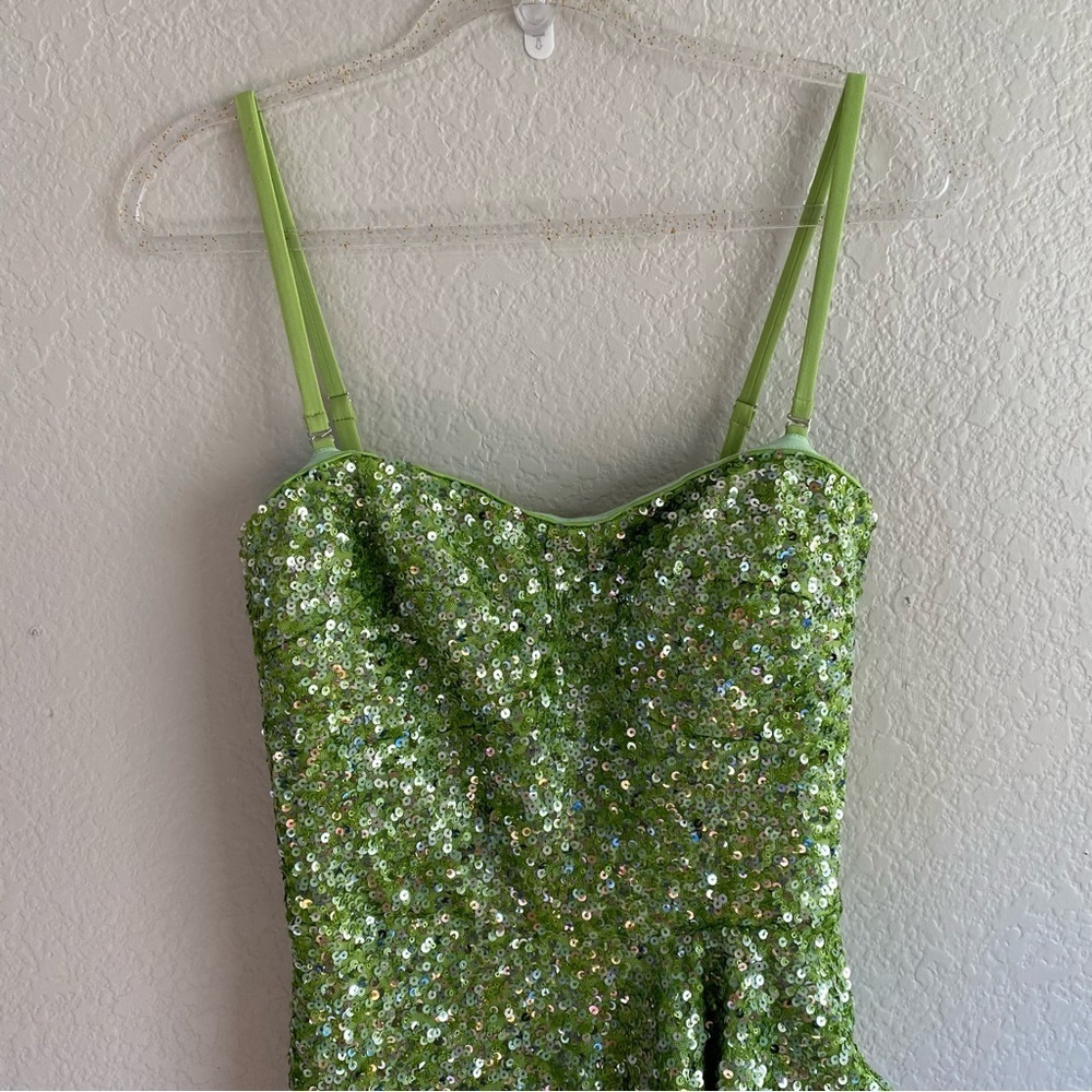 Dress The Population Kai Strapless Sequin Gown Dress Size S Lime Green New - Picture 10 of 15